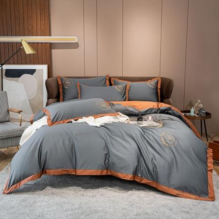 91家纺网 家纺一手货源 找家纺 （总）爱缦2020新款100S长绒棉澳棉刺绣简系列四件套