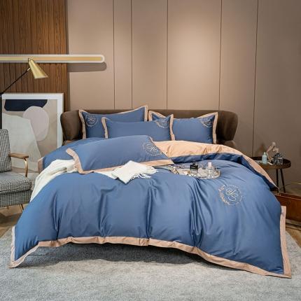 91家纺网 家纺一手货源 找家纺 （总）爱缦2020新款100S长绒棉澳棉刺绣简系列四件套