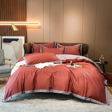 91家纺网 家纺一手货源 找家纺 （总）爱缦2020新款100S长绒棉澳棉刺绣简系列四件套