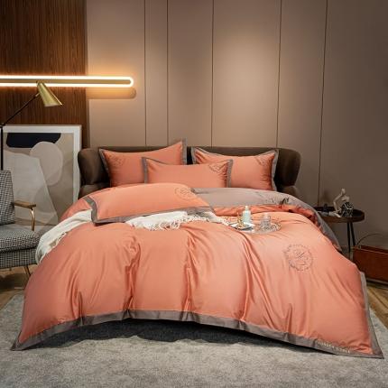 （总）爱缦2020新款100S长绒棉澳棉刺绣简系列四件套