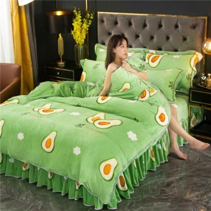 91家纺网 家纺一手货源 找家纺 能好家纺 2020新款牛奶金貂绒被套四件套 牛油果