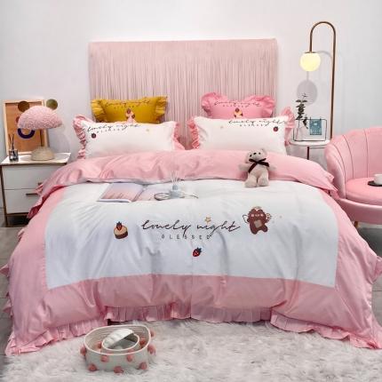 91家纺网 家纺一手货源 找家纺 （总）眠帛家居 2020新款绣花全棉公主风四件套