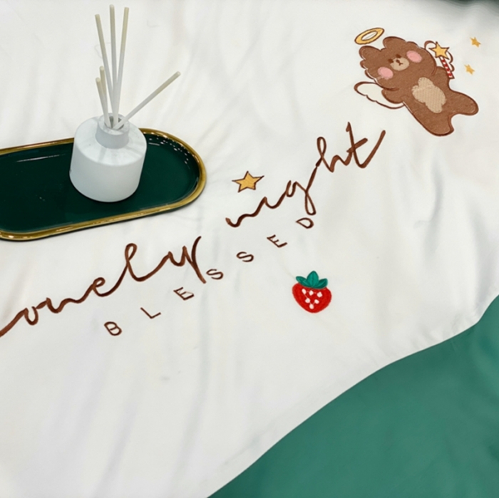 91家纺网 家纺一手货源 找家纺 眠帛家居 2020新款绣花全棉公主风四件套 贝尔-绿