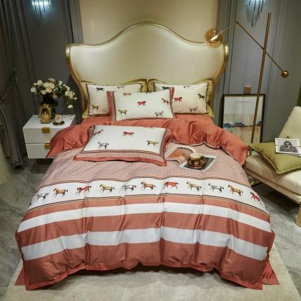 优然居 2020新款小边款数码印花四件套 艾尔玛秋叶红