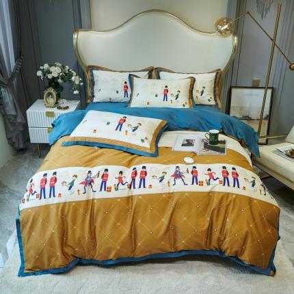 91家纺网 家纺一手货源 找家纺 优然居 2020新款小边款数码印花四件套 多迈黄