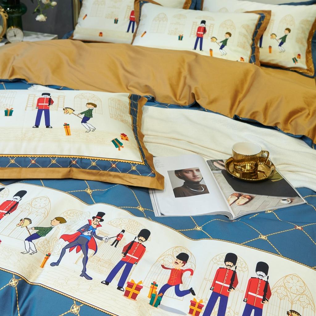 91家纺网 家纺一手货源 找家纺 优然居 2020新款小边款数码印花四件套 多迈灰蓝