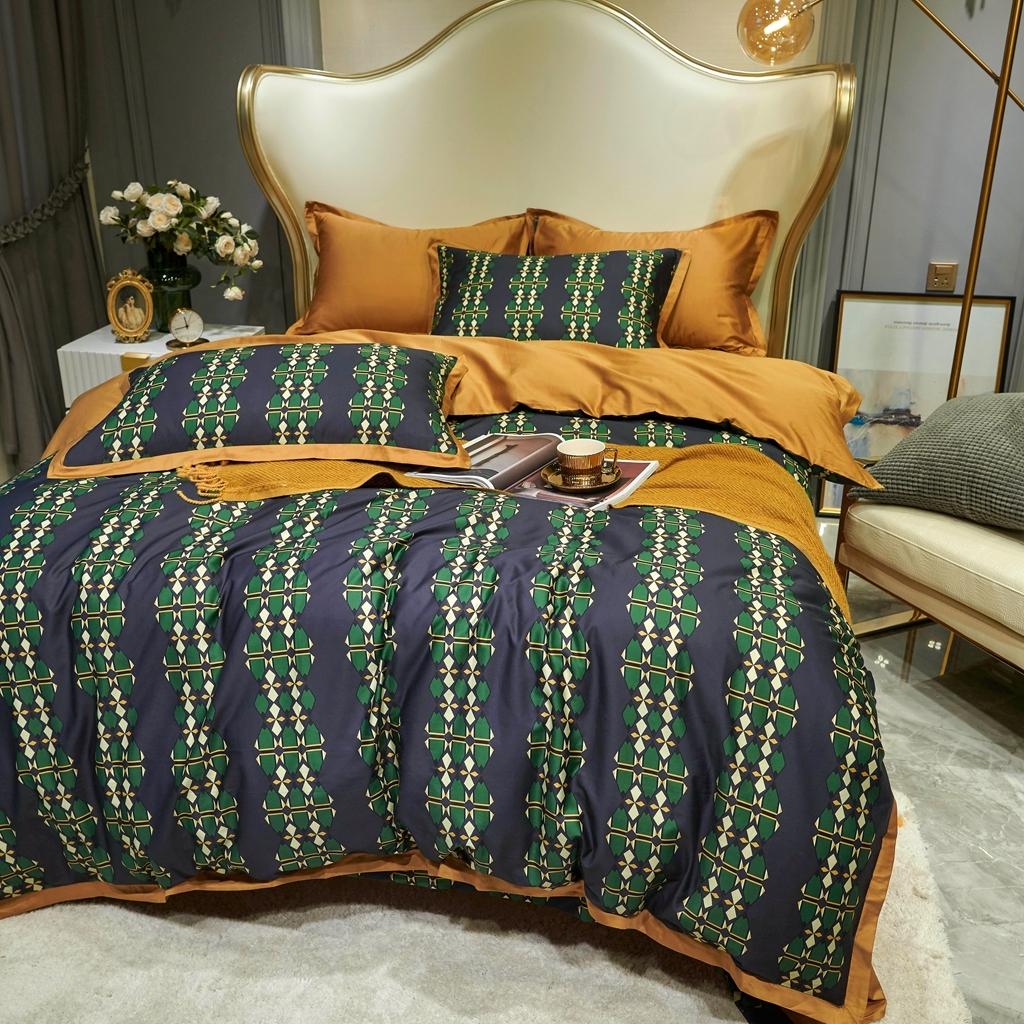 91家纺网 家纺一手货源 找家纺 优然居 2020新款小边款数码印花四件套 嘉比里黑