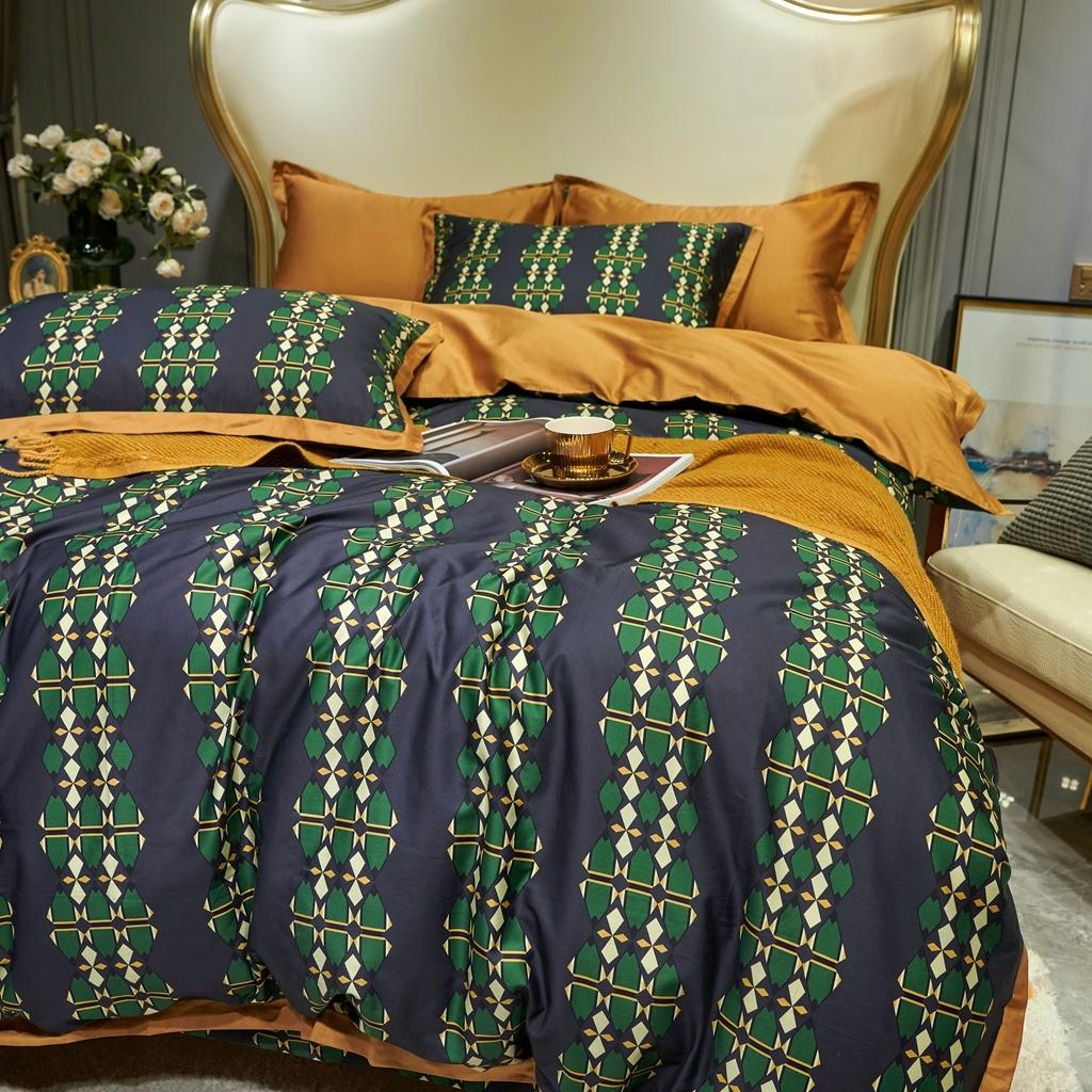 91家纺网 家纺一手货源 找家纺 优然居 2020新款小边款数码印花四件套 嘉比里黑