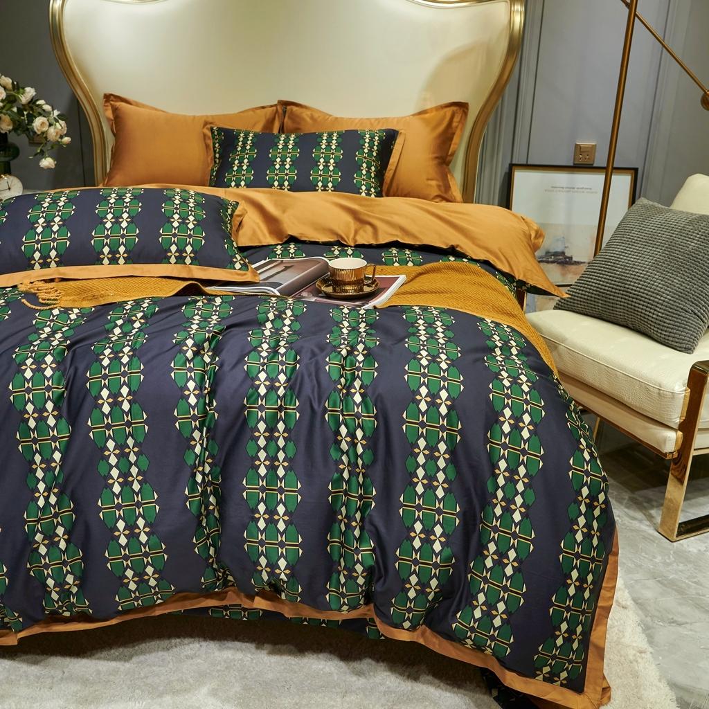 91家纺网 家纺一手货源 找家纺 优然居 2020新款小边款数码印花四件套 嘉比里黑