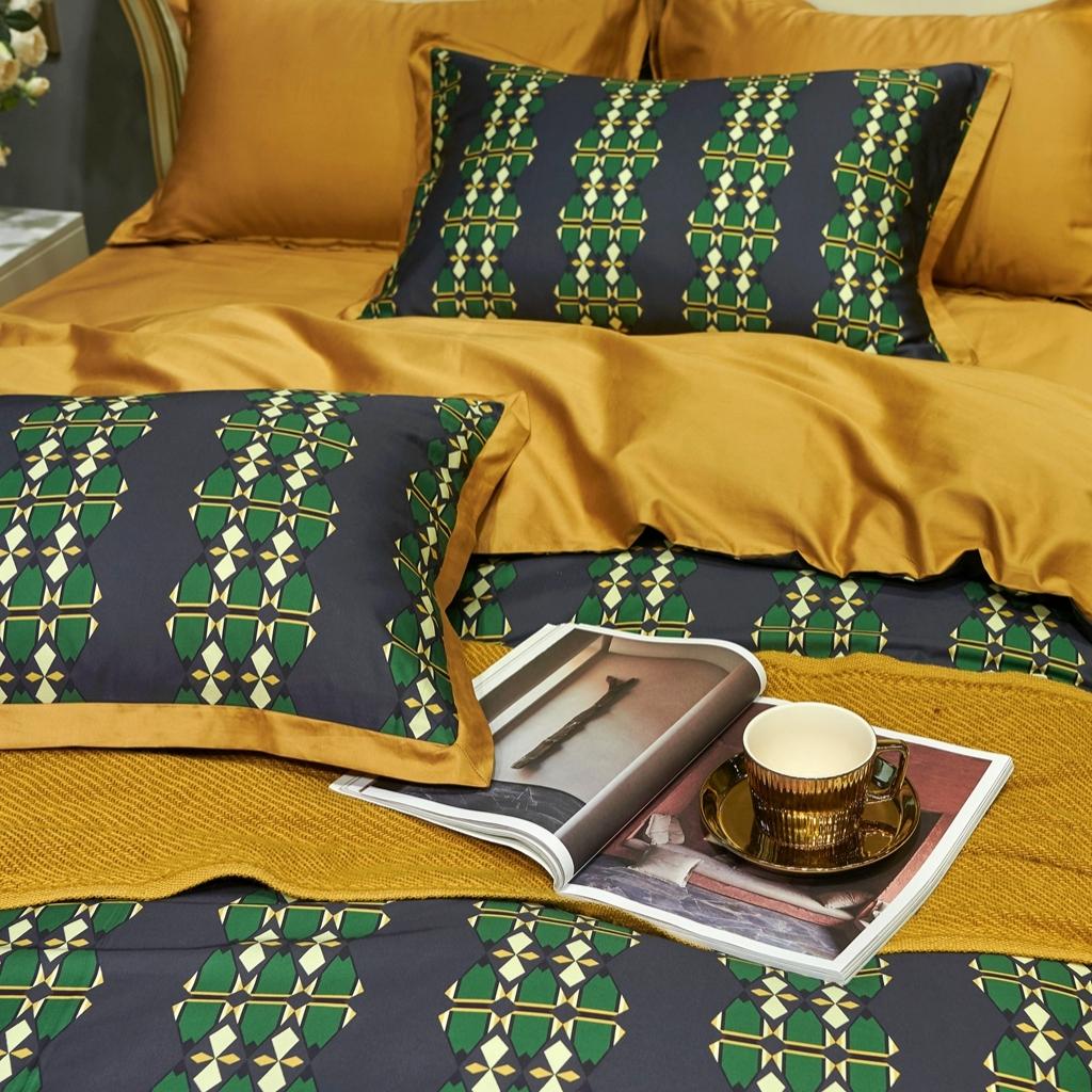 91家纺网 家纺一手货源 找家纺 优然居 2020新款小边款数码印花四件套 嘉比里黑