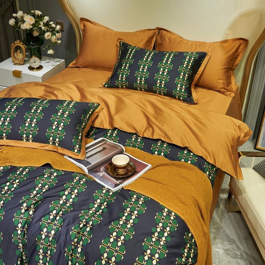 91家纺网 家纺一手货源 找家纺 优然居 2020新款小边款数码印花四件套 嘉比里黑