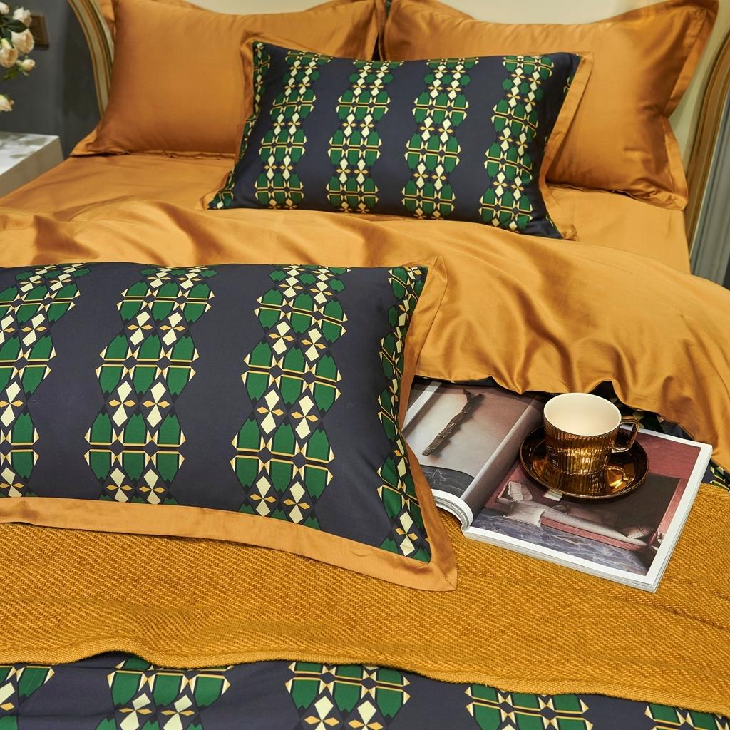 91家纺网 家纺一手货源 找家纺 优然居 2020新款小边款数码印花四件套 嘉比里黑