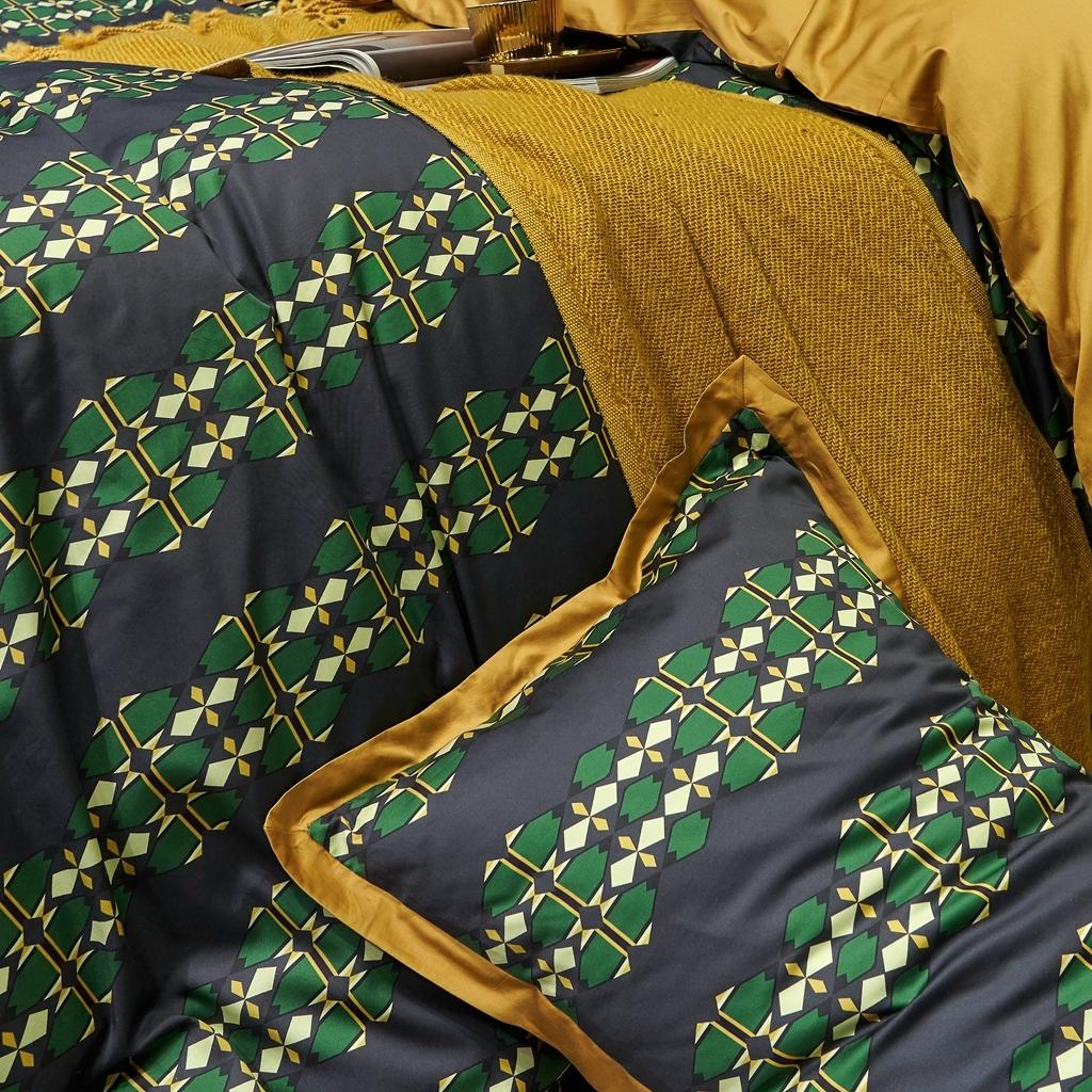 91家纺网 家纺一手货源 找家纺 优然居 2020新款小边款数码印花四件套 嘉比里黑