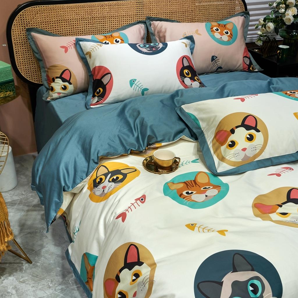 91家纺网 家纺一手货源 找家纺 优然居 2020新款小边款数码印花四件套 凯特白