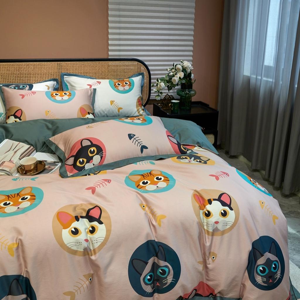 91家纺网 家纺一手货源 找家纺 优然居 2020新款小边款数码印花四件套 凯特粉