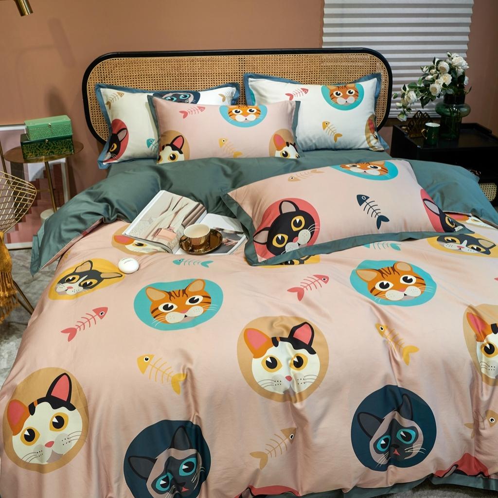 91家纺网 家纺一手货源 找家纺 优然居 2020新款小边款数码印花四件套 凯特粉