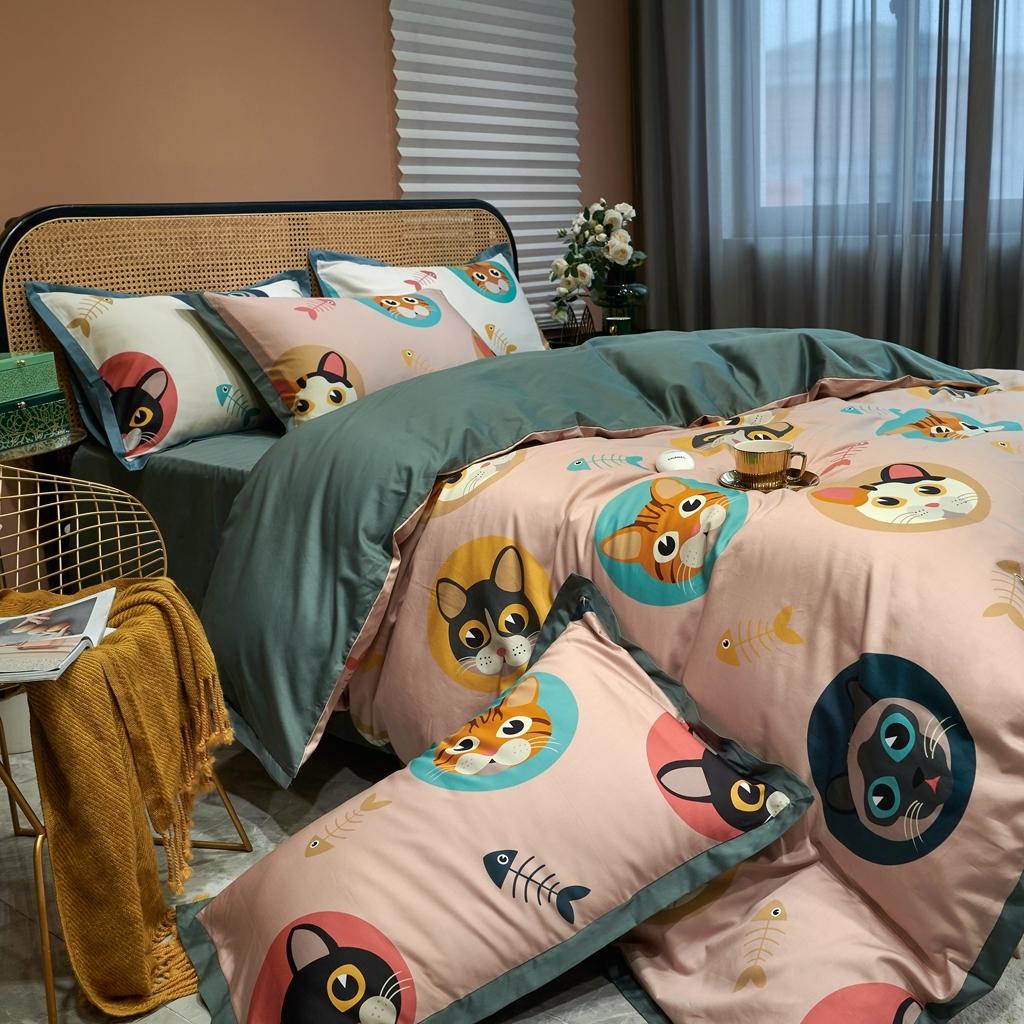 91家纺网 家纺一手货源 找家纺 优然居 2020新款小边款数码印花四件套 凯特粉