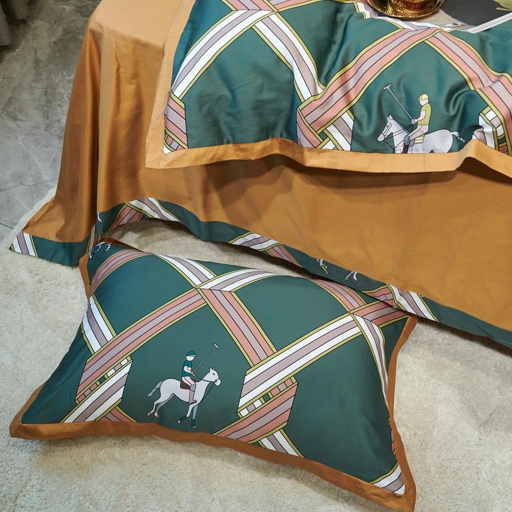 91家纺网 家纺一手货源 找家纺 优然居 2020新款小边款数码印花四件套 柯尔特绿