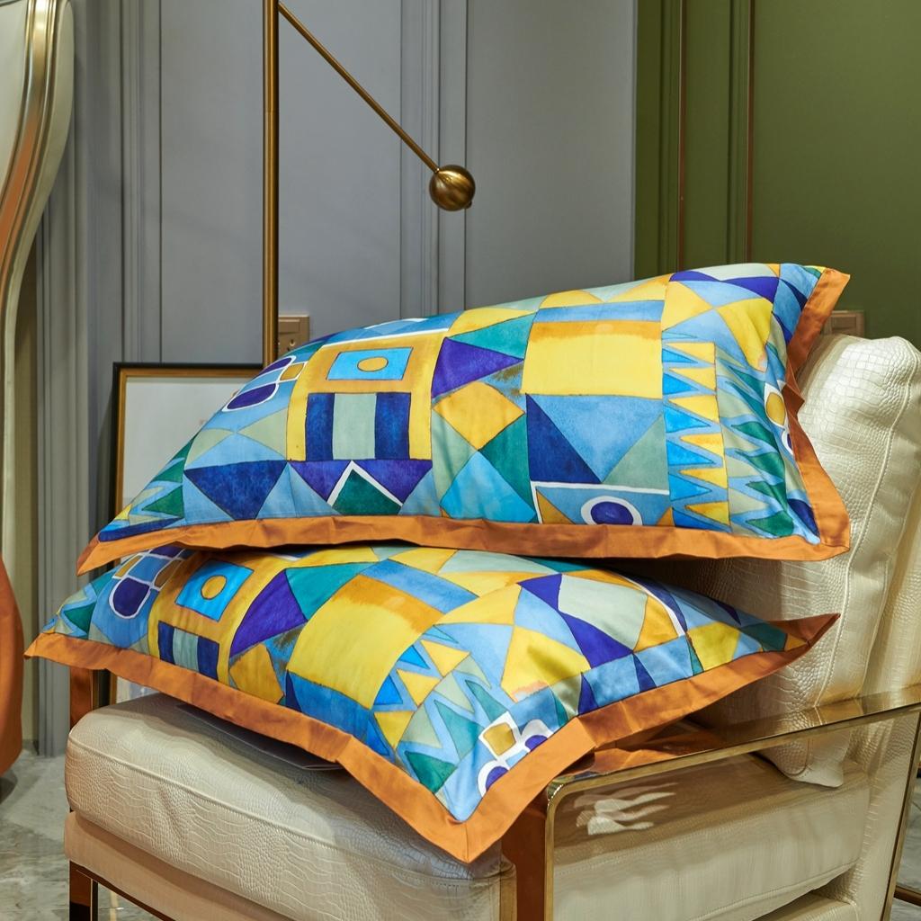 91家纺网 家纺一手货源 找家纺 优然居 2020新款小边款数码印花四件套 科姆黄