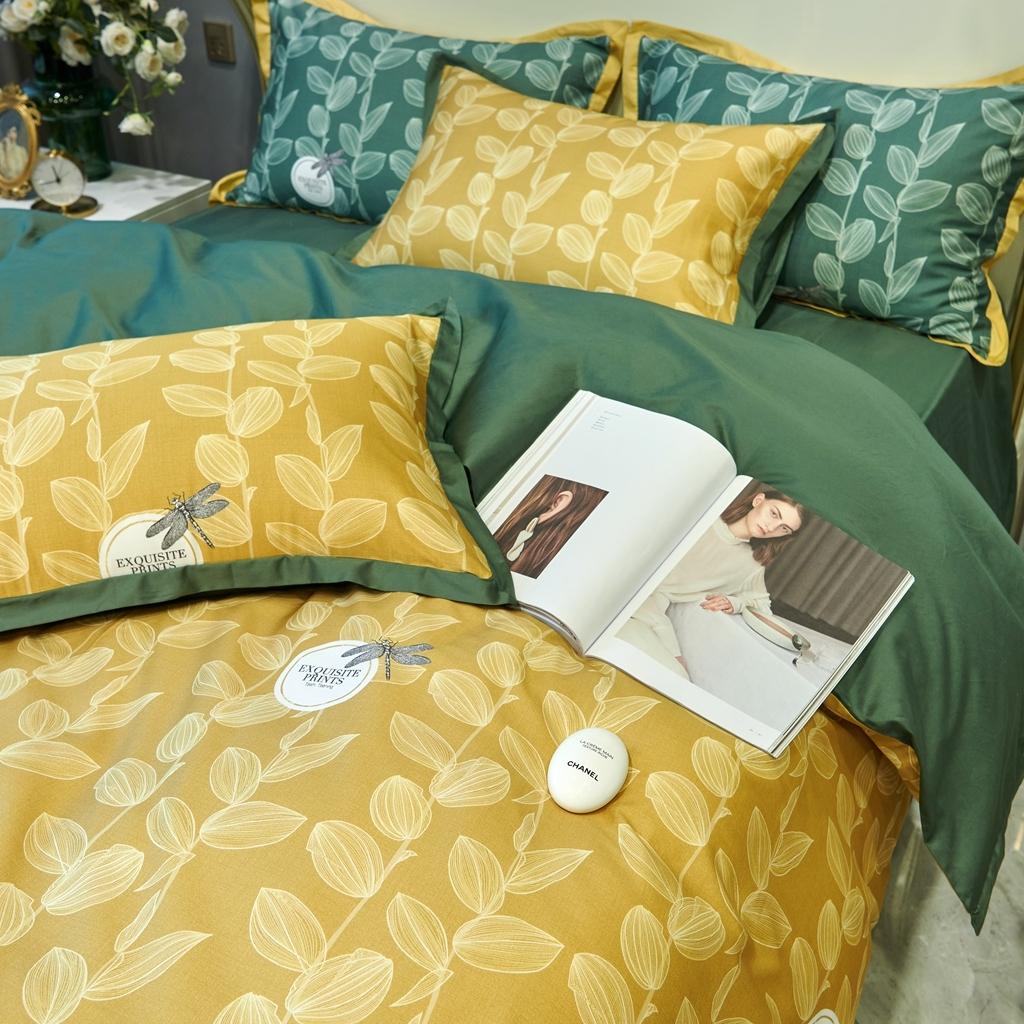 91家纺网 家纺一手货源 找家纺 优然居 2020新款小边款数码印花四件套 莱茵黄