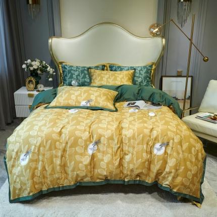 优然居 2020新款小边款数码印花四件套 莱茵黄