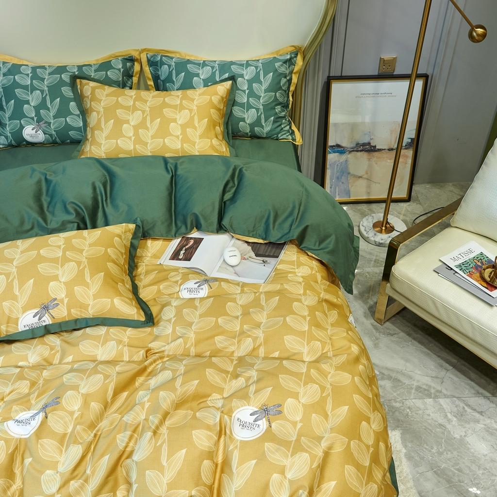 91家纺网 家纺一手货源 找家纺 优然居 2020新款小边款数码印花四件套 莱茵黄