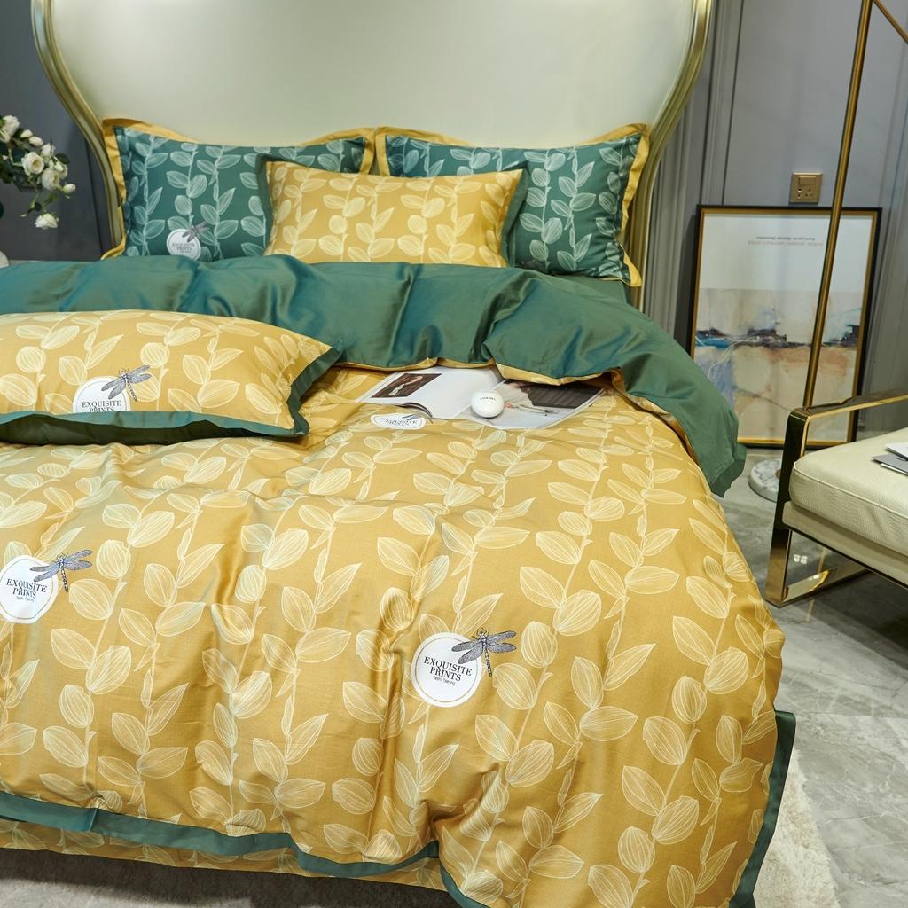 91家纺网 家纺一手货源 找家纺 优然居 2020新款小边款数码印花四件套 莱茵黄