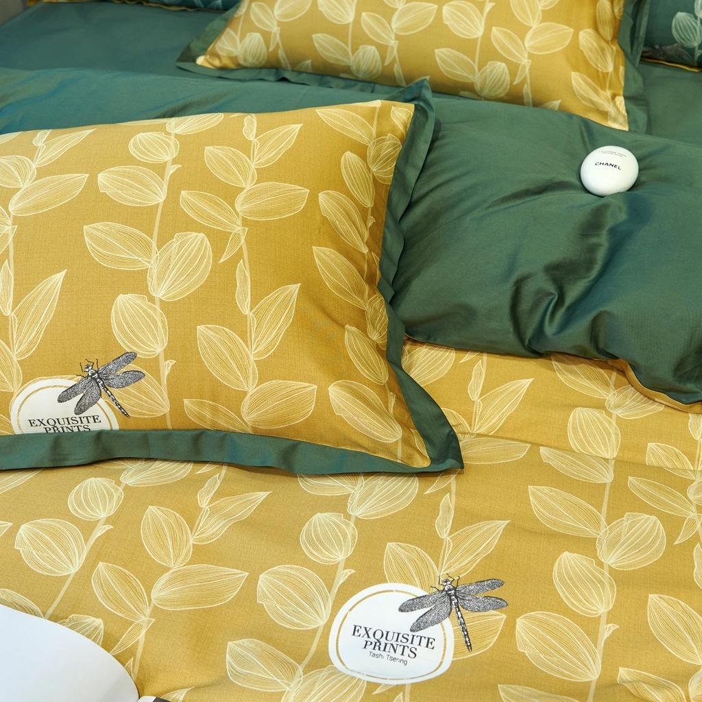 91家纺网 家纺一手货源 找家纺 优然居 2020新款小边款数码印花四件套 莱茵黄