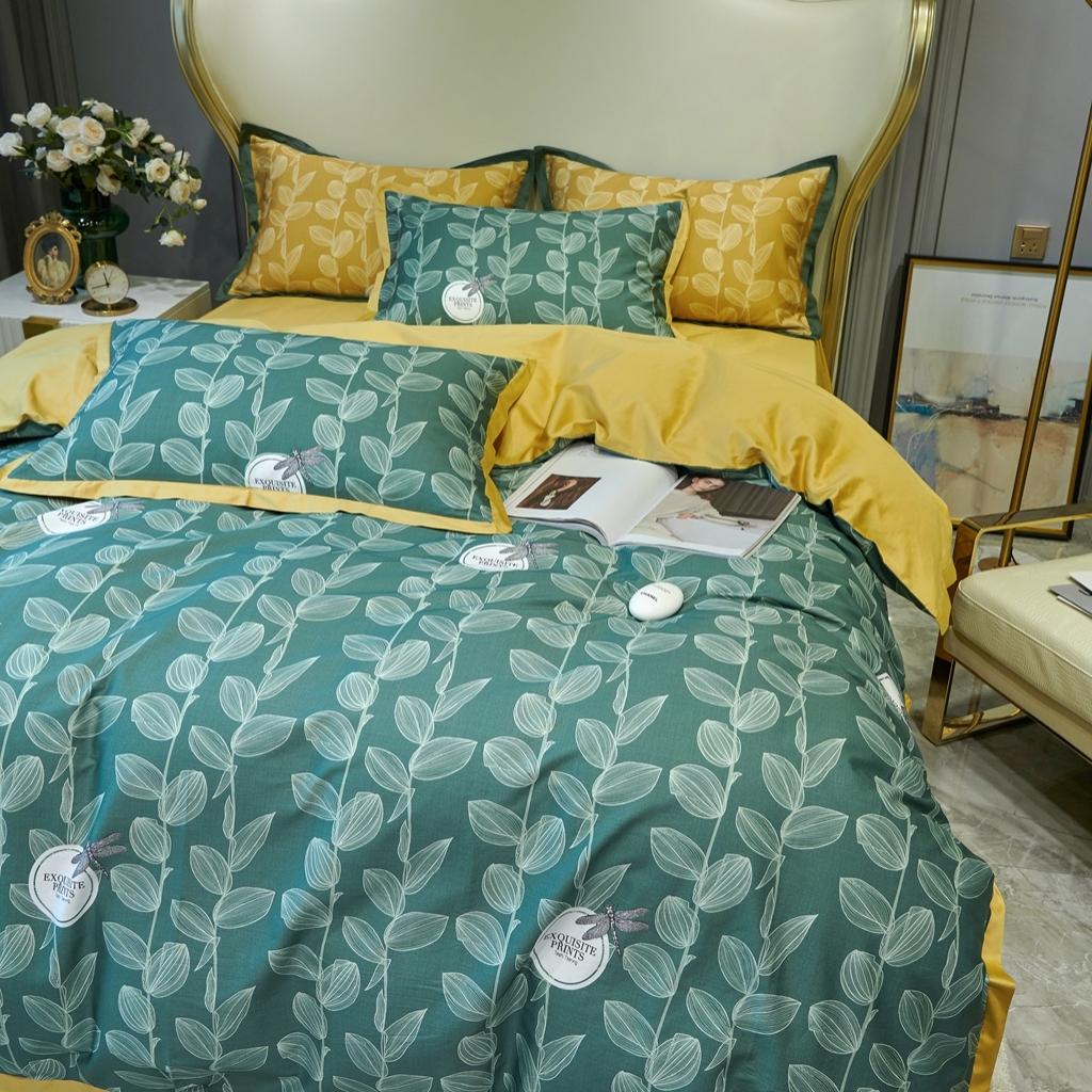 91家纺网 家纺一手货源 找家纺 优然居 2020新款小边款数码印花四件套 莱茵绿