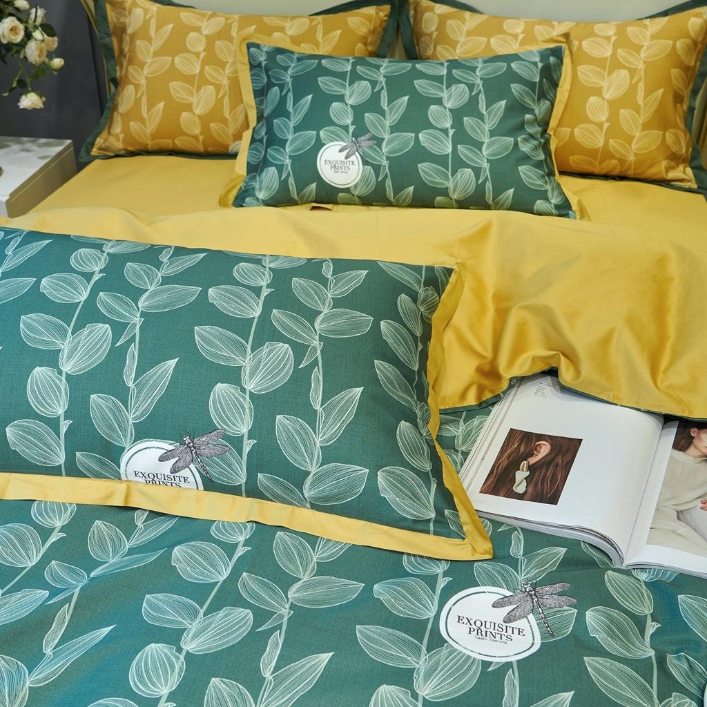 91家纺网 家纺一手货源 找家纺 优然居 2020新款小边款数码印花四件套 莱茵绿