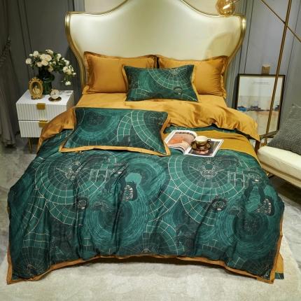 优然居 2020新款小边款数码印花四件套 马丁拉绿