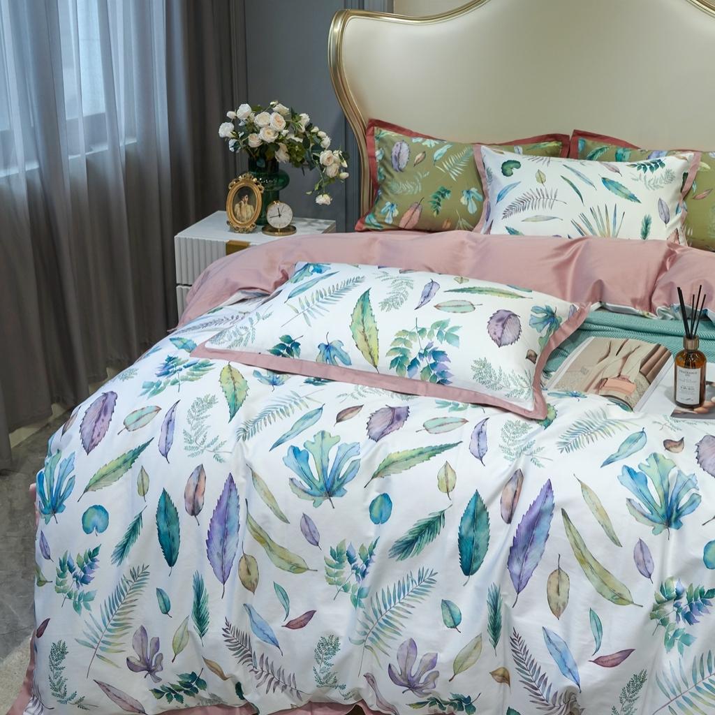 91家纺网 家纺一手货源 找家纺 优然居 2020新款小边款数码印花四件套 纽曼白