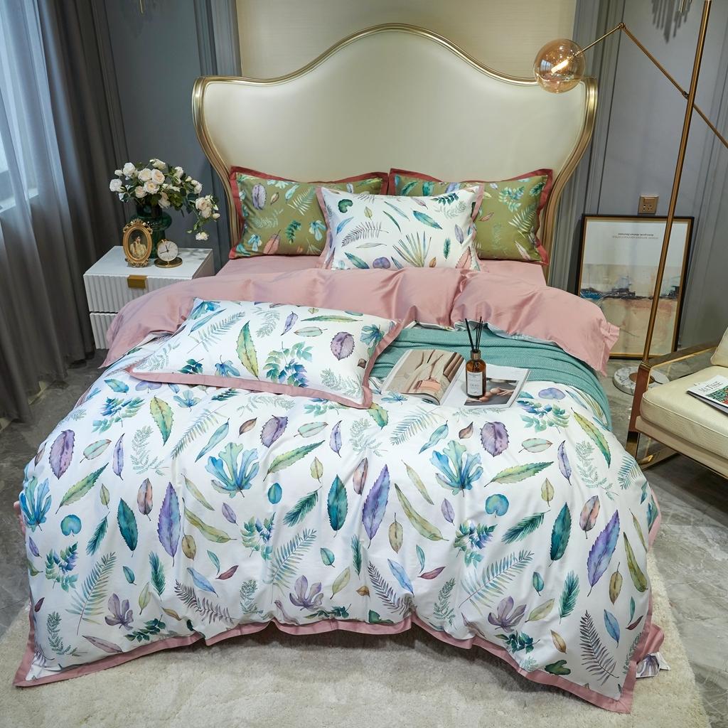 91家纺网 家纺一手货源 找家纺 优然居 2020新款小边款数码印花四件套 纽曼白