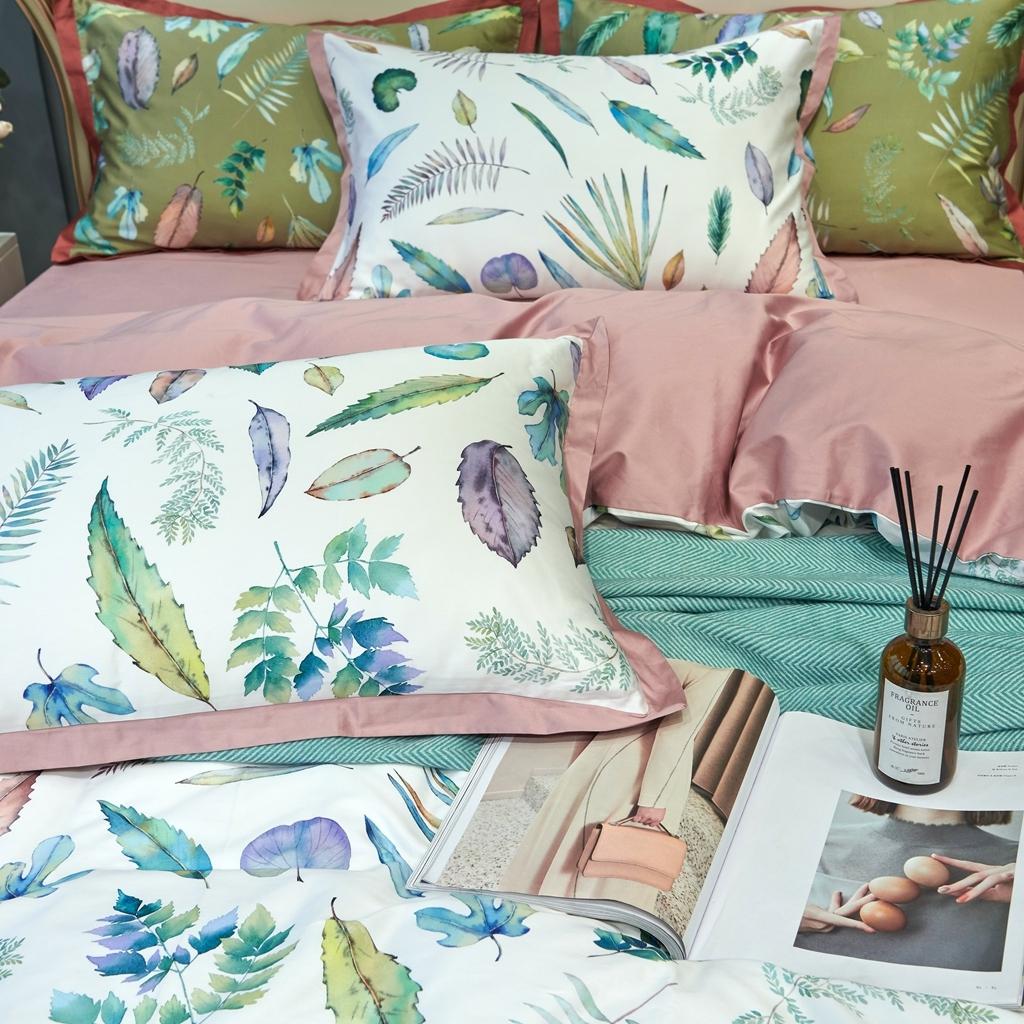 91家纺网 家纺一手货源 找家纺 优然居 2020新款小边款数码印花四件套 纽曼白