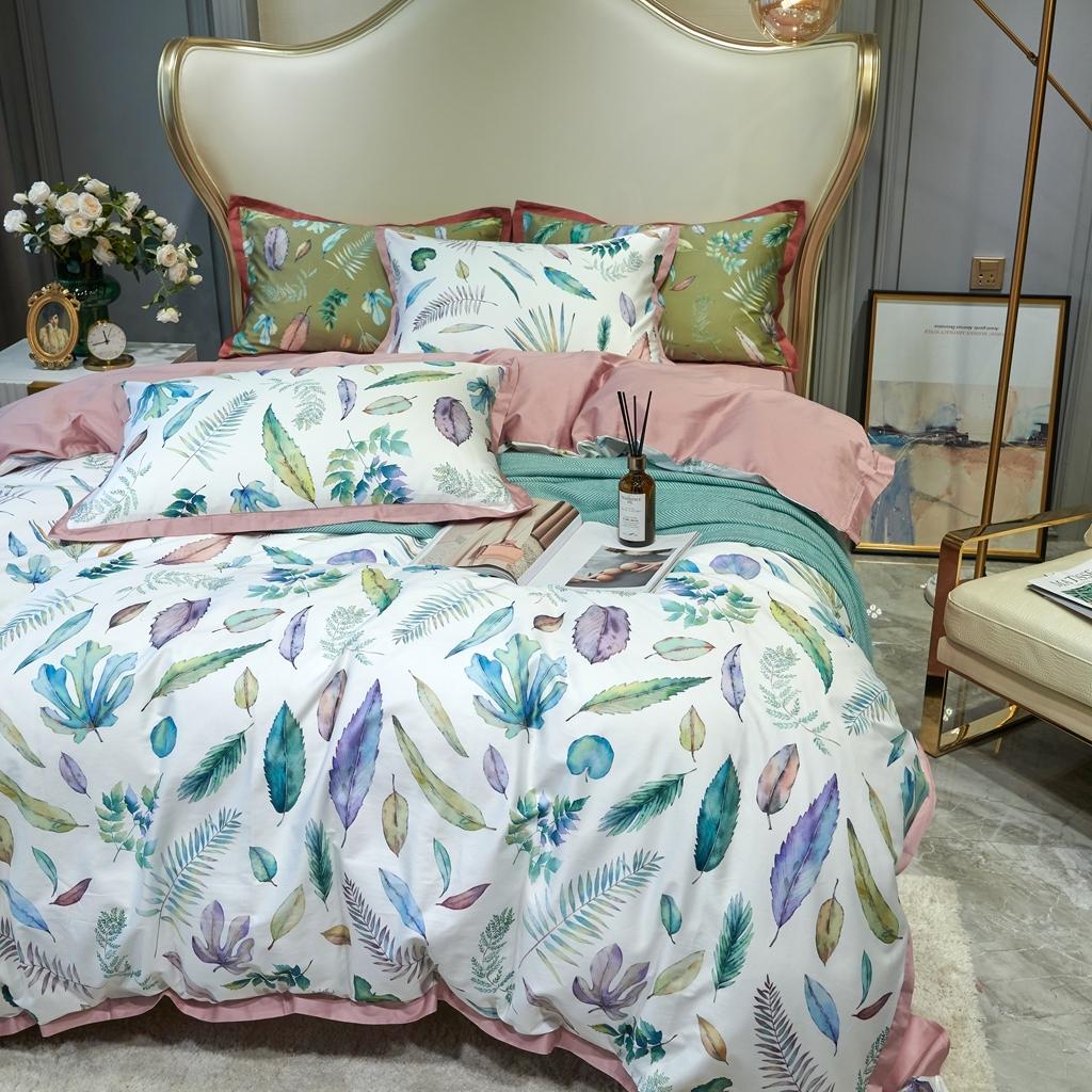 91家纺网 家纺一手货源 找家纺 优然居 2020新款小边款数码印花四件套 纽曼白