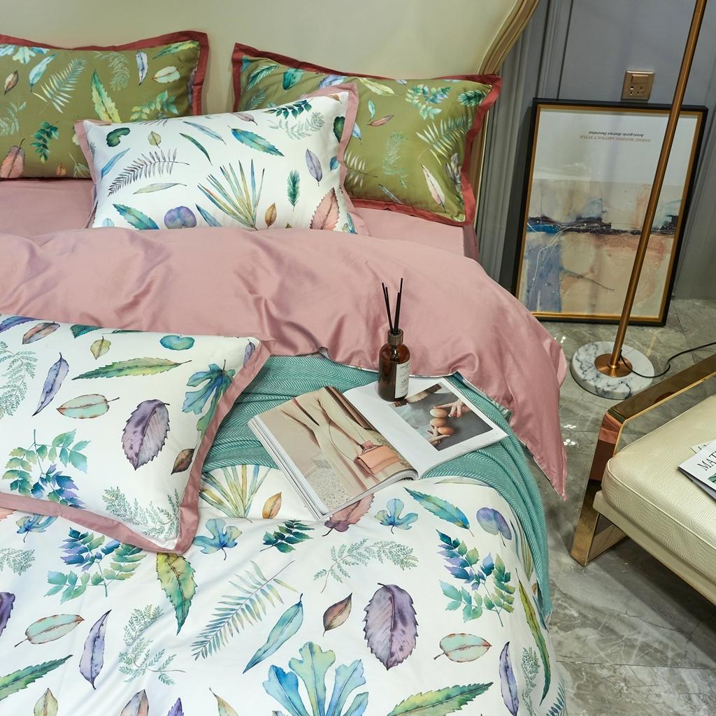 91家纺网 家纺一手货源 找家纺 优然居 2020新款小边款数码印花四件套 纽曼白