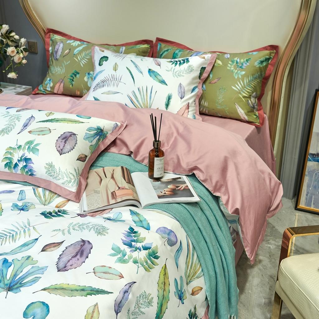 91家纺网 家纺一手货源 找家纺 优然居 2020新款小边款数码印花四件套 纽曼白