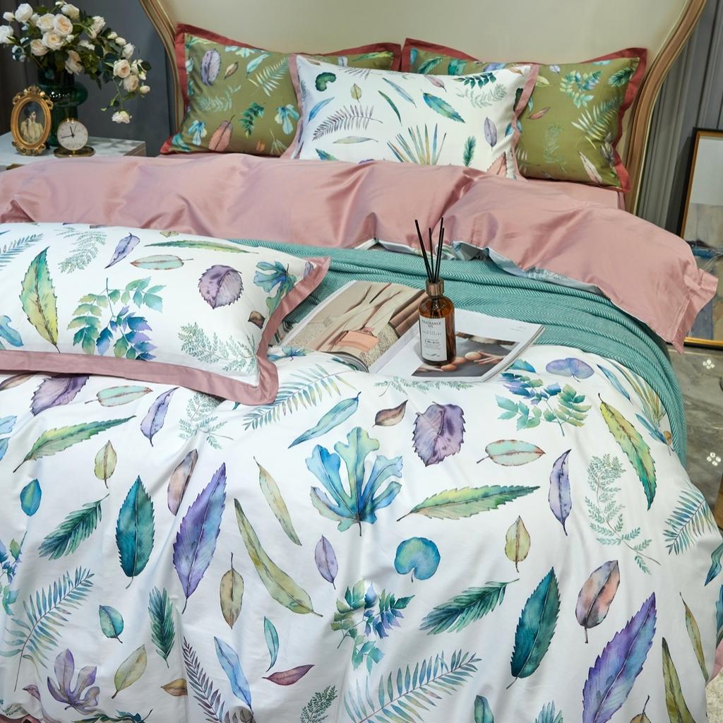 91家纺网 家纺一手货源 找家纺 优然居 2020新款小边款数码印花四件套 纽曼白