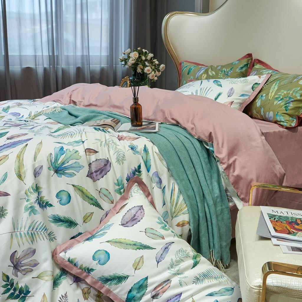 91家纺网 家纺一手货源 找家纺 优然居 2020新款小边款数码印花四件套 纽曼白