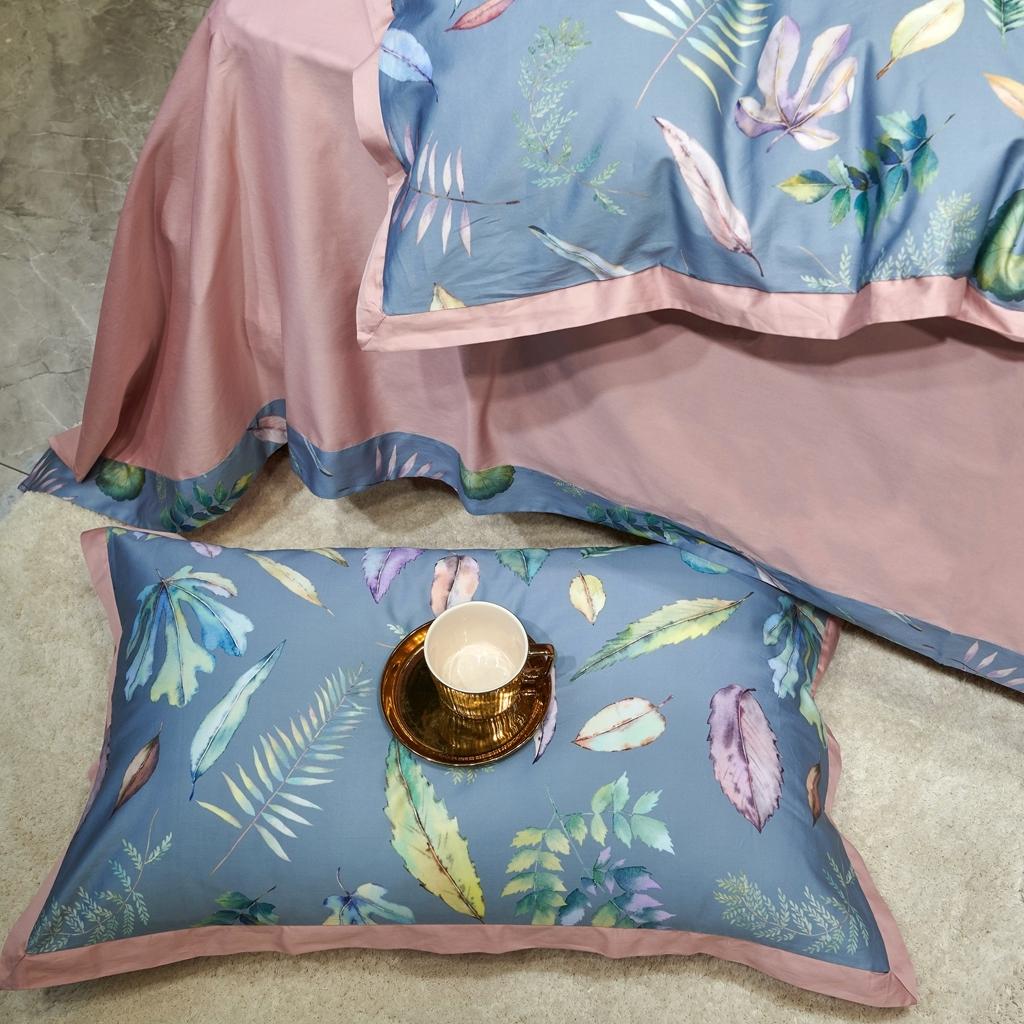 91家纺网 家纺一手货源 找家纺 优然居 2020新款小边款数码印花四件套 纽曼蓝灰