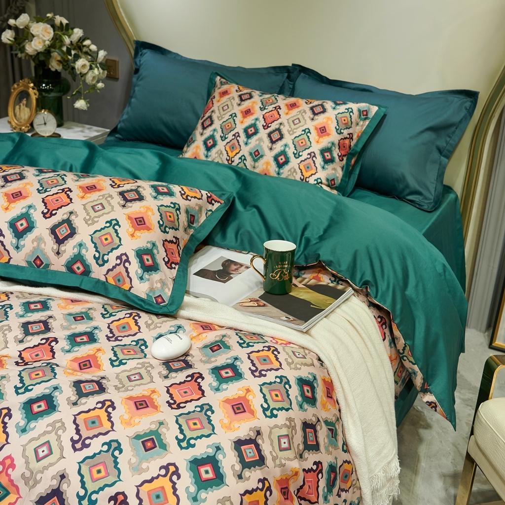 91家纺网 家纺一手货源 找家纺 优然居 2020新款小边款数码印花四件套 瑞芙妮