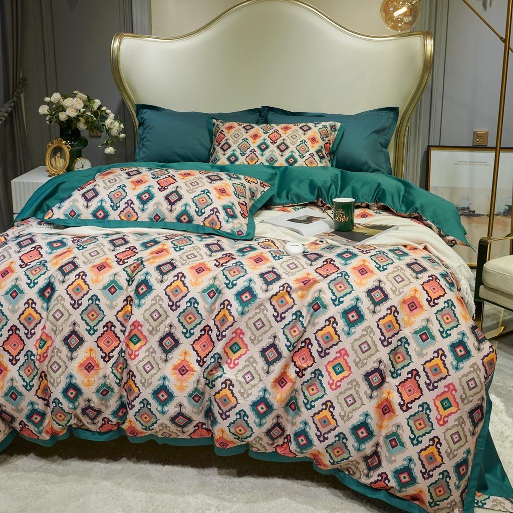 91家纺网 家纺一手货源 找家纺 优然居 2020新款小边款数码印花四件套 瑞芙妮