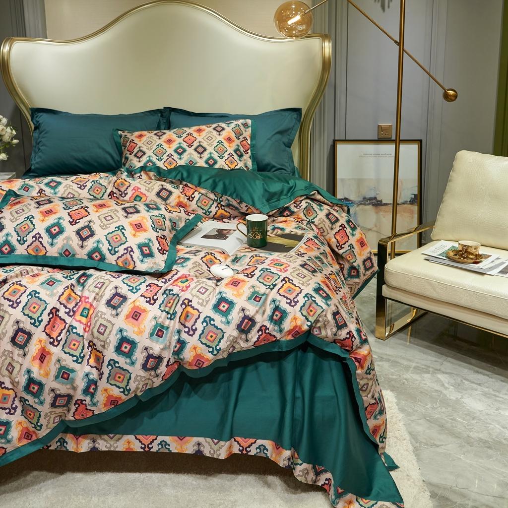 91家纺网 家纺一手货源 找家纺 优然居 2020新款小边款数码印花四件套 瑞芙妮