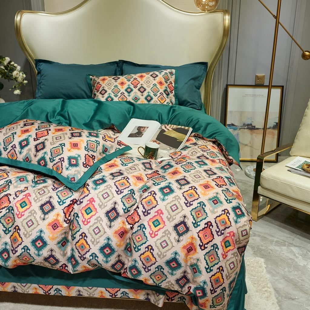 91家纺网 家纺一手货源 找家纺 优然居 2020新款小边款数码印花四件套 瑞芙妮