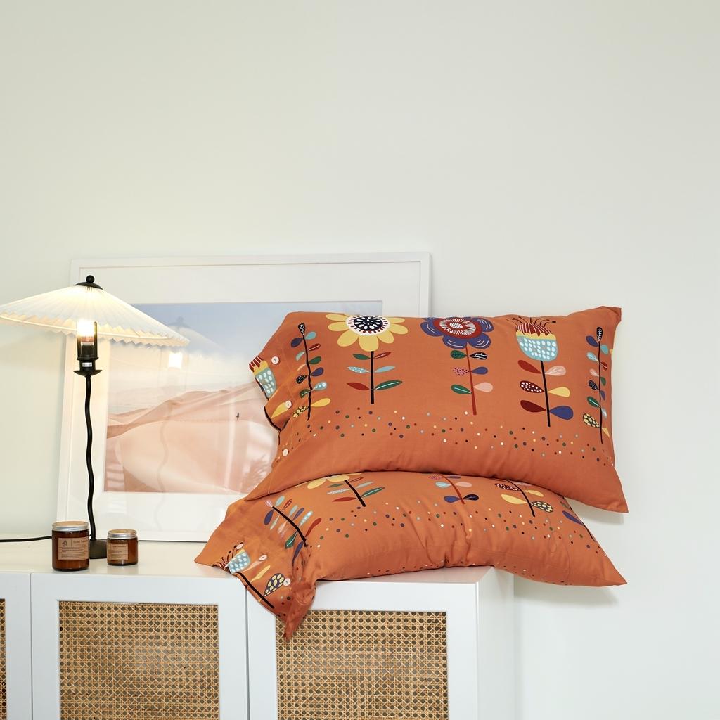 91家纺网 家纺一手货源 找家纺 优然居2020新款60S长绒棉活性印花四件套 春华橘色