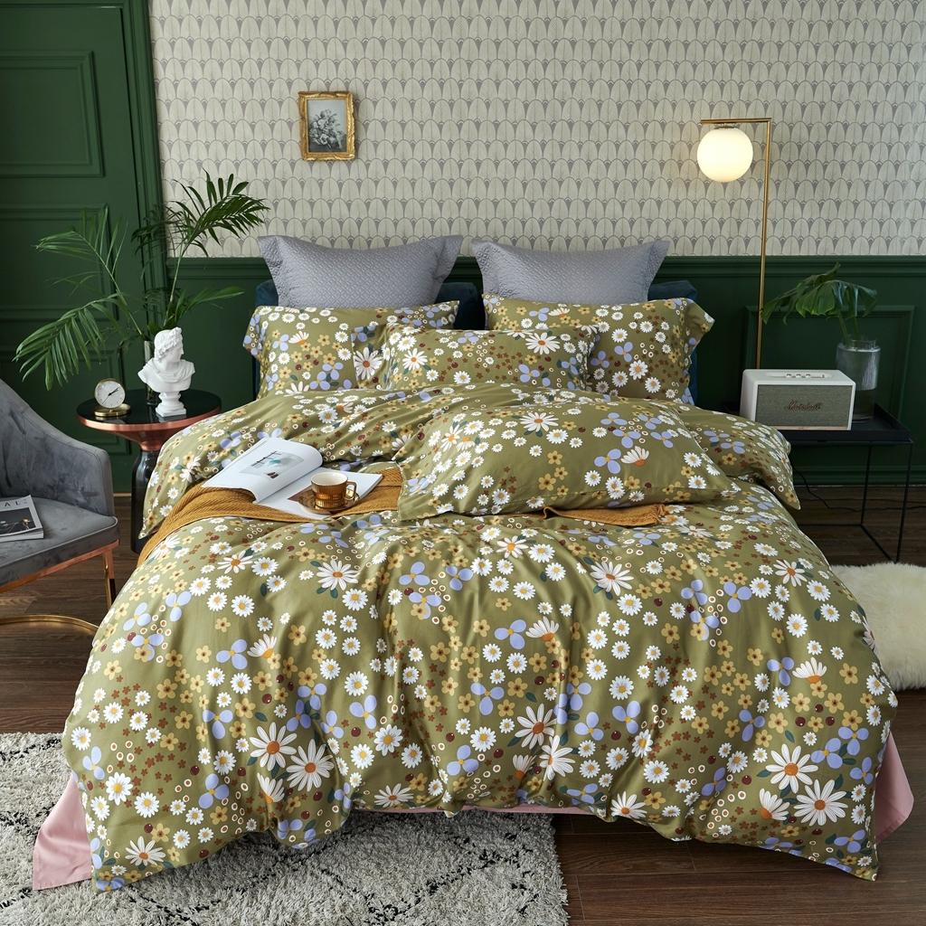 91家纺网 家纺一手货源 找家纺 优然居2020新款60S长绒棉活性印花四件套 南笙黄