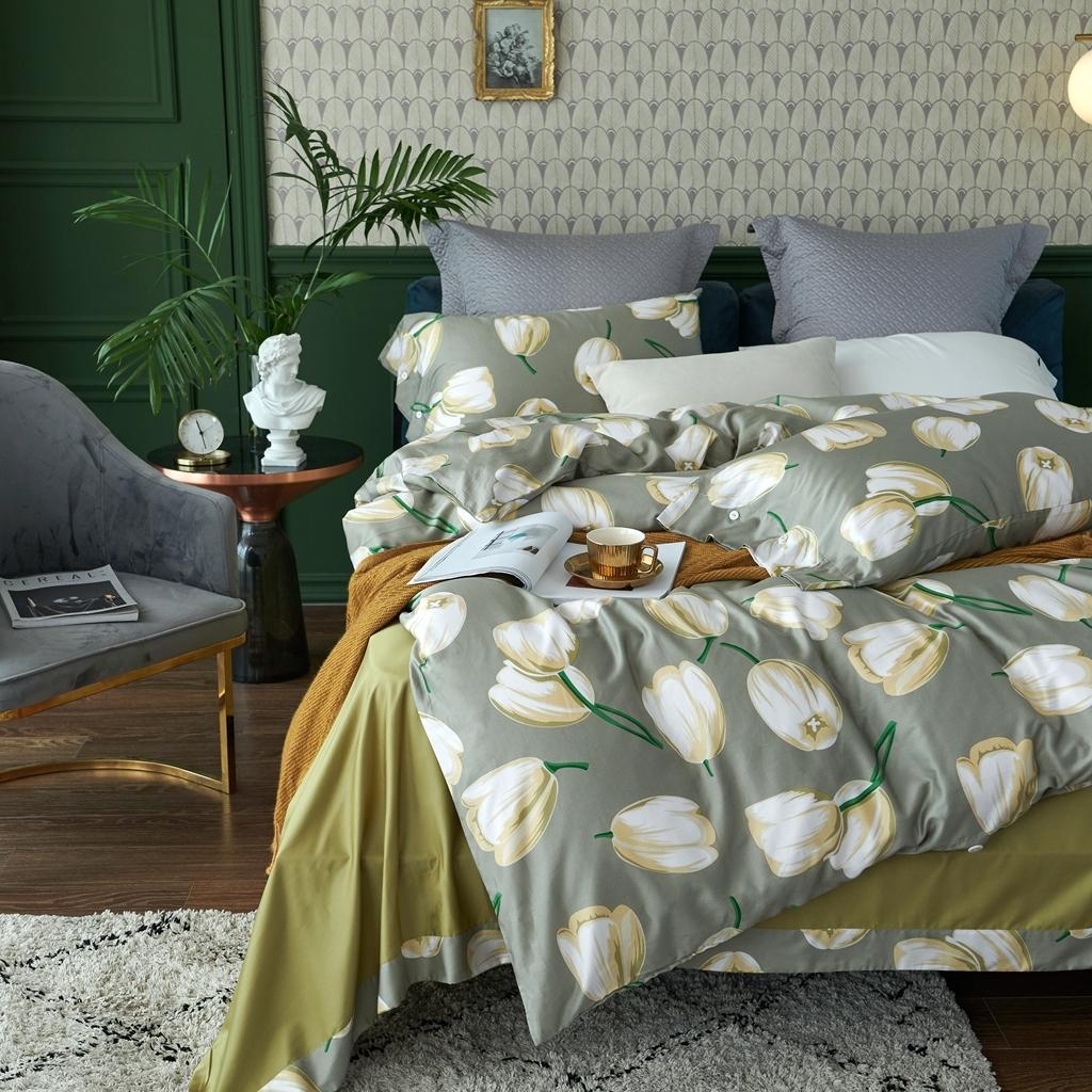 91家纺网 家纺一手货源 找家纺 优然居2020新款60S长绒棉活性印花四件套 浦路斯