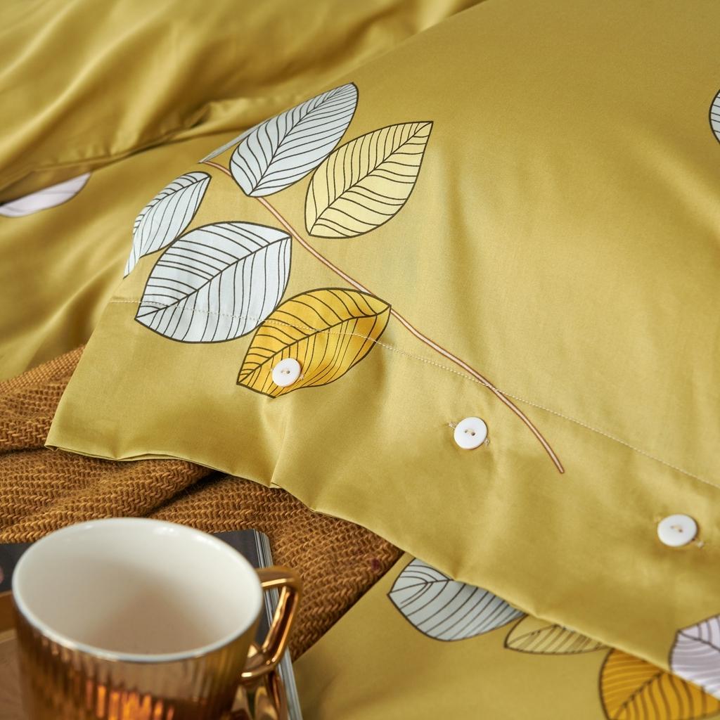 91家纺网 家纺一手货源 找家纺 优然居2020新款60S长绒棉活性印花四件套 浅陌黄