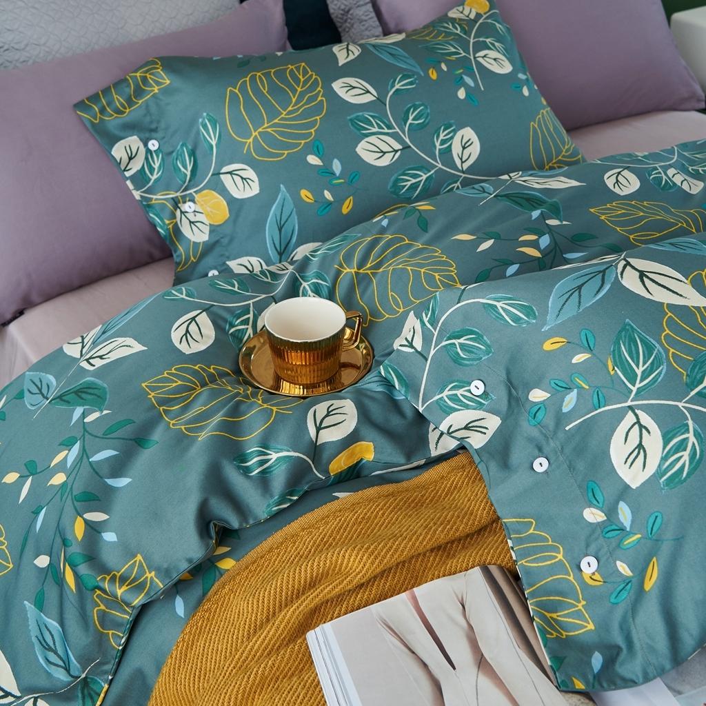 91家纺网 家纺一手货源 找家纺 优然居2020新款60S长绒棉活性印花四件套 青柠