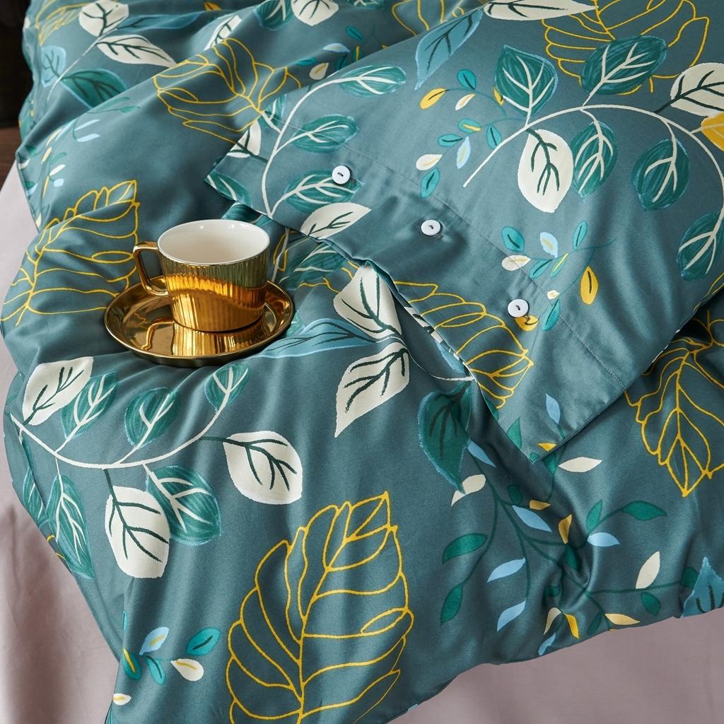 91家纺网 家纺一手货源 找家纺 优然居2020新款60S长绒棉活性印花四件套 青柠